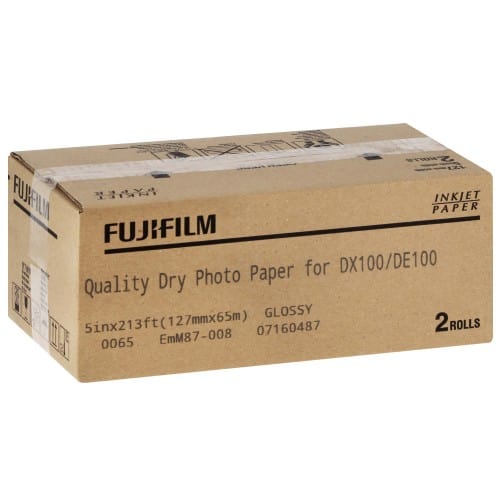FUJI - Papier jet d'encre Papier brillant 250g pour Frontier DX100 / DE100 - 127mm x 65m - Marqué au dos - 2 rouleaux