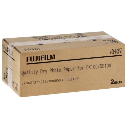 FUJI - Papier jet d'encre Papier lustré 250g pour Frontier DX100 / DE100 - 127mm x 65m - Marqué au dos - 2 rouleaux