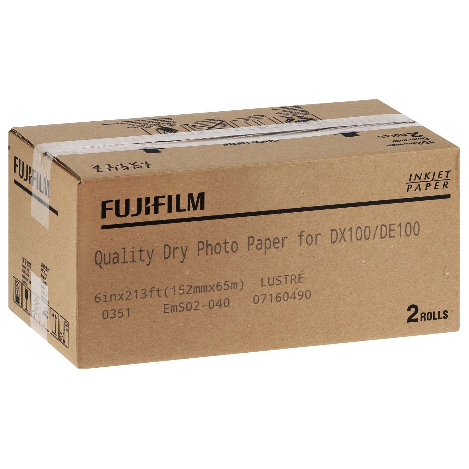 Papier jet d'encre FUJI Papier lustré 220g pour Frontier DX100 / DE100 - 152mm x 65m - Marqué au dos - 2 rouleaux