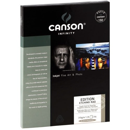 CANSON - Papier jet d'encre Infinity Edition Etching Rag Mat blanc 310g - A4 (21x29,7cm) - 25 feuilles