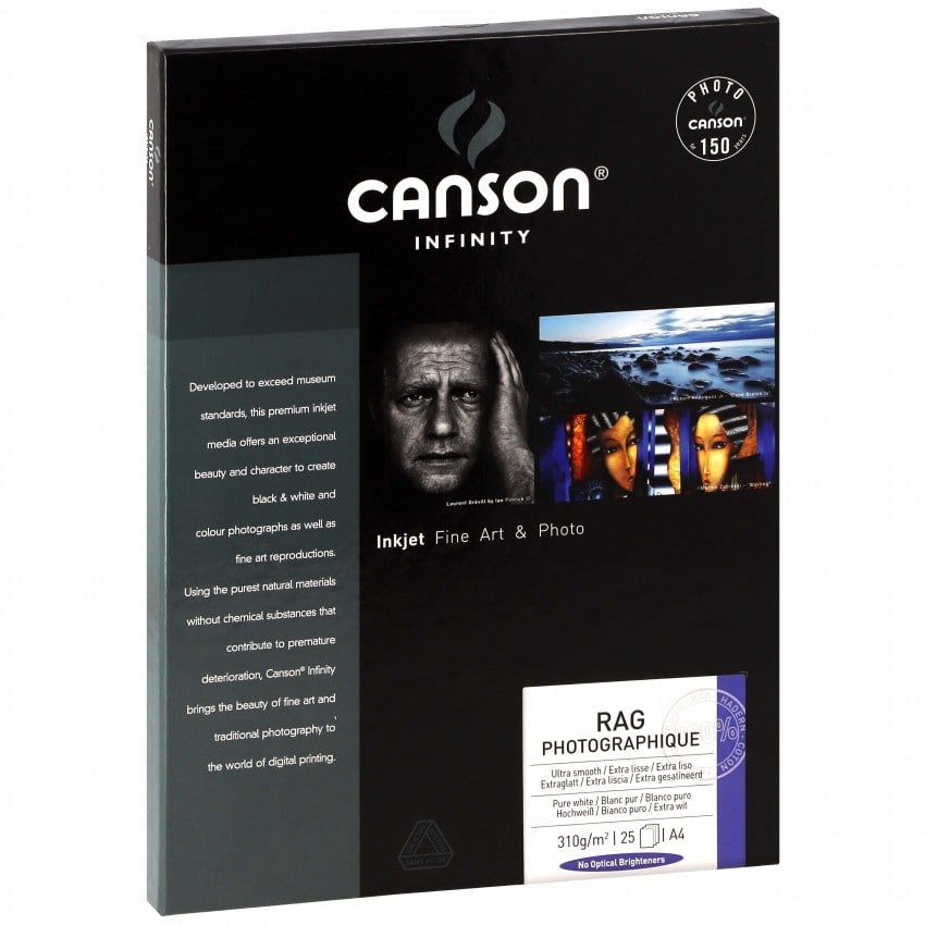 Papier jet d'encre CANSON CANSON Infinity Rag Photographique blanc mat 310g - A4 - 25 feuilles