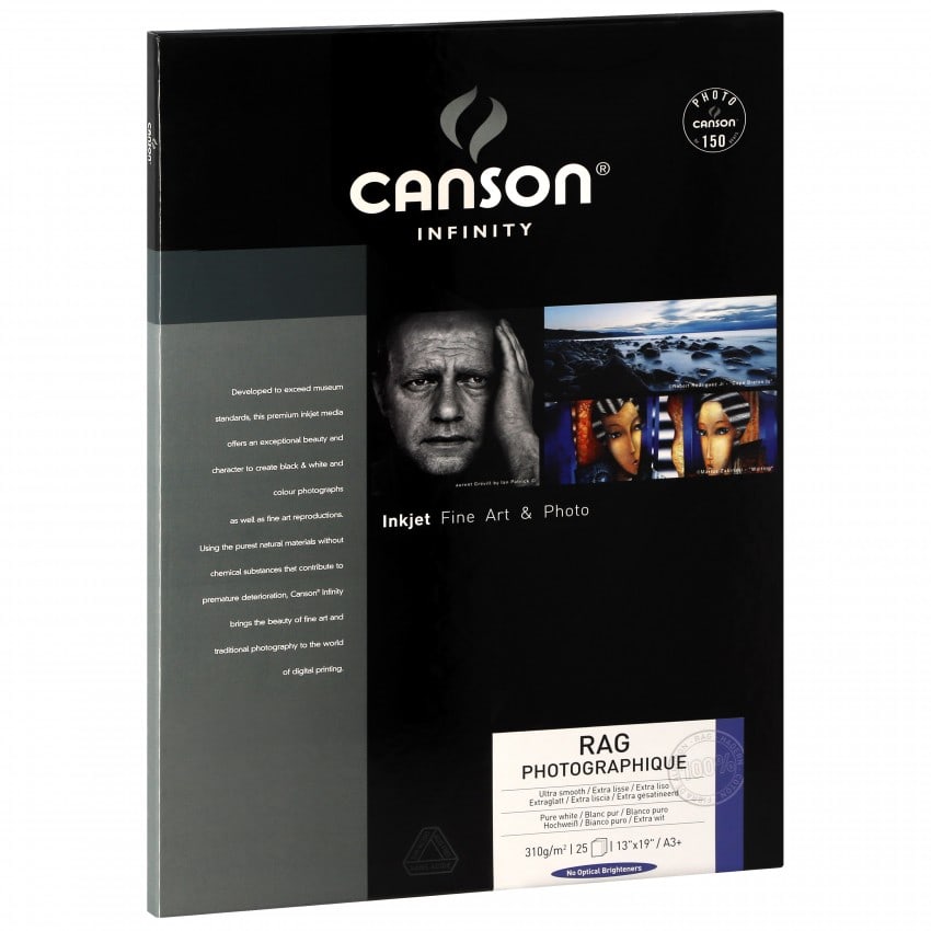 Papier jet d'encre CANSON CANSON Infinity Rag Photographique blanc mat 310g - A3+ - 25 feuilles