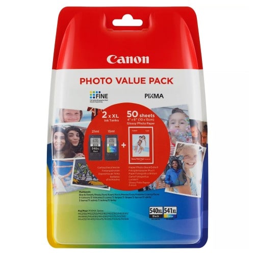 CANON - Cartouche d'encre PG-540XL / CL-541XL noir & couleur (36ml) + 50 photos 10x15cm brillantes