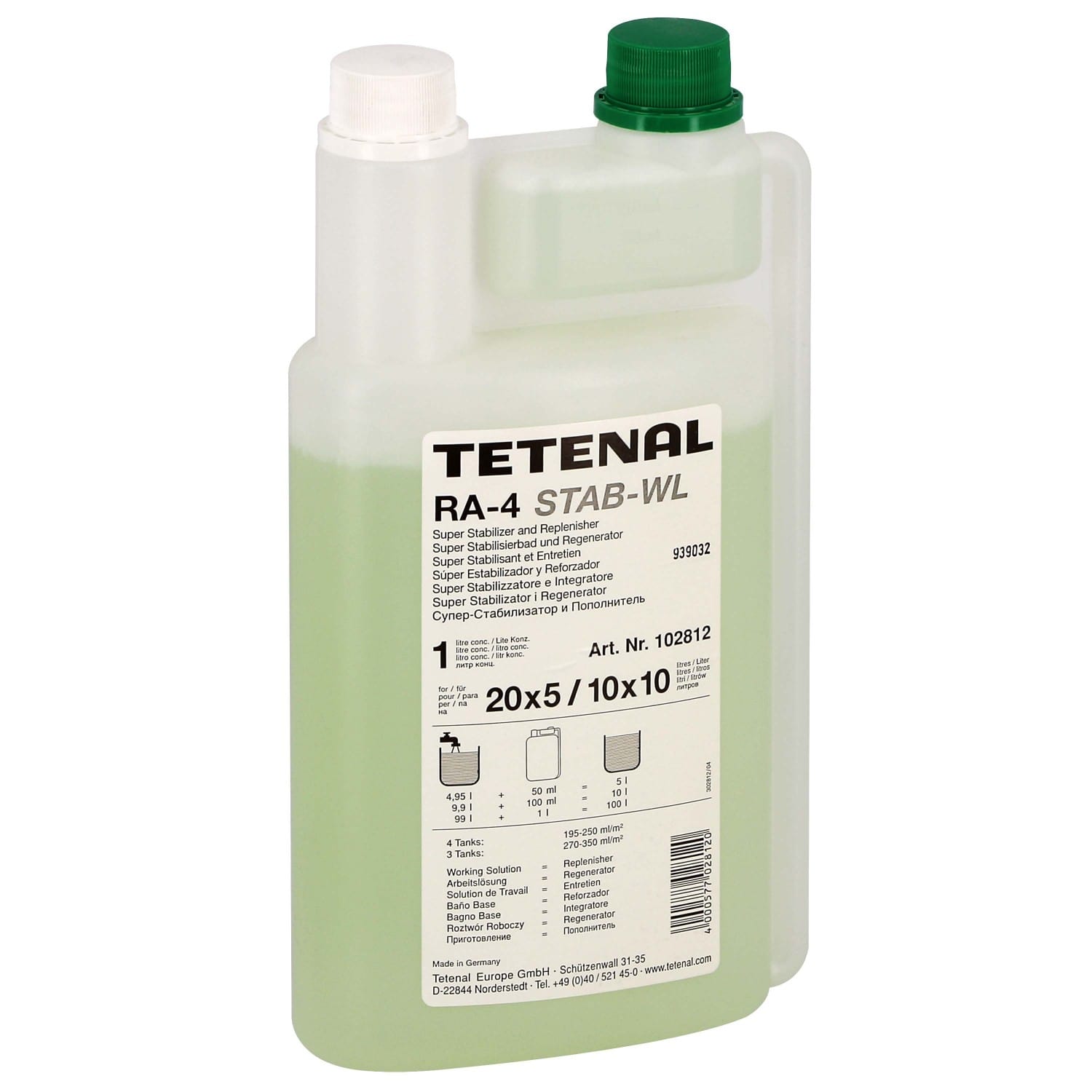 Stabilisant TETENAL RA-4 Ergoline Stab-WL - pour faire 10x10 L ou 20x5 L