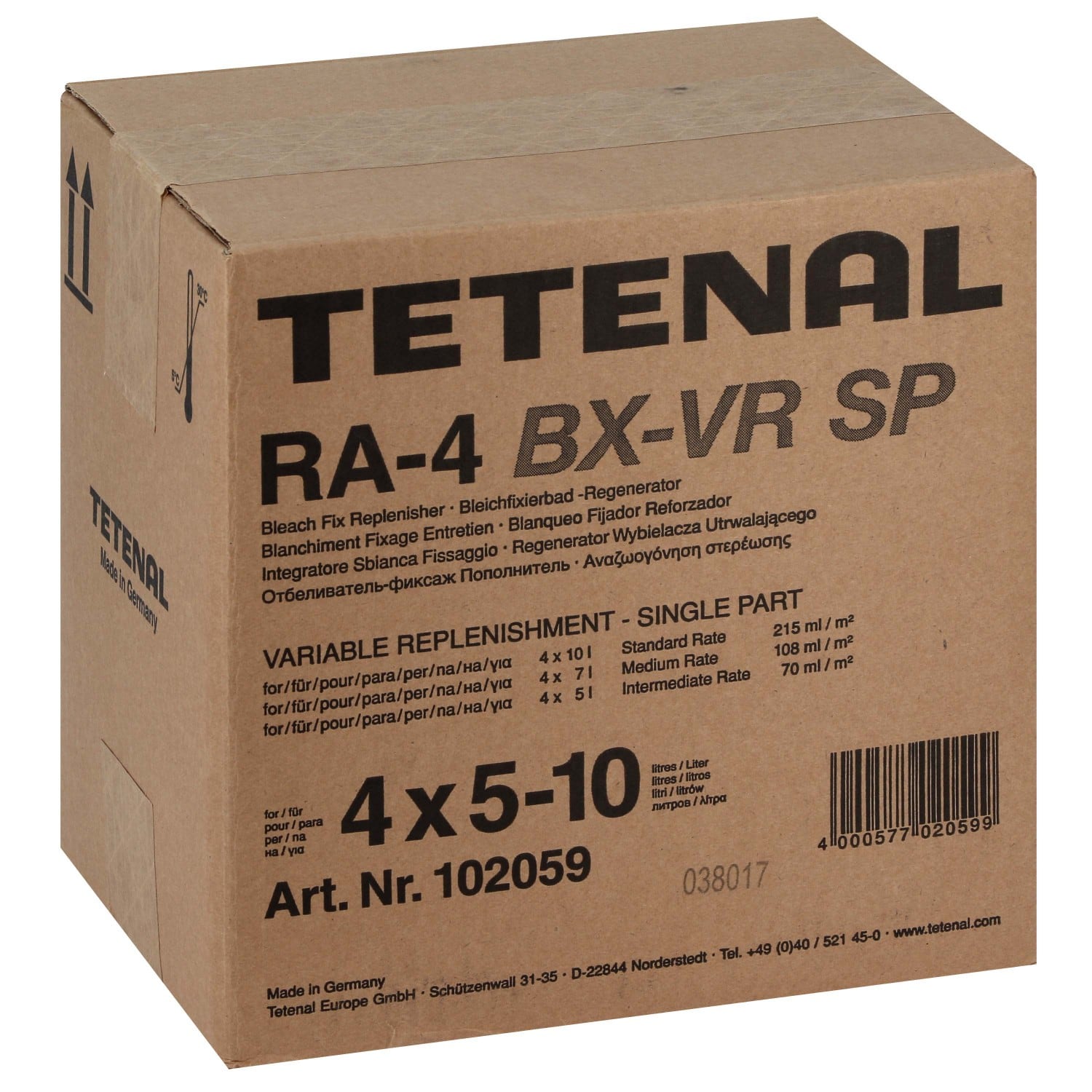 Blanchiment Fixage TETENAL RA-4 BX-VR SP - pour faire de 4 x 4 L à 4 x 10 L