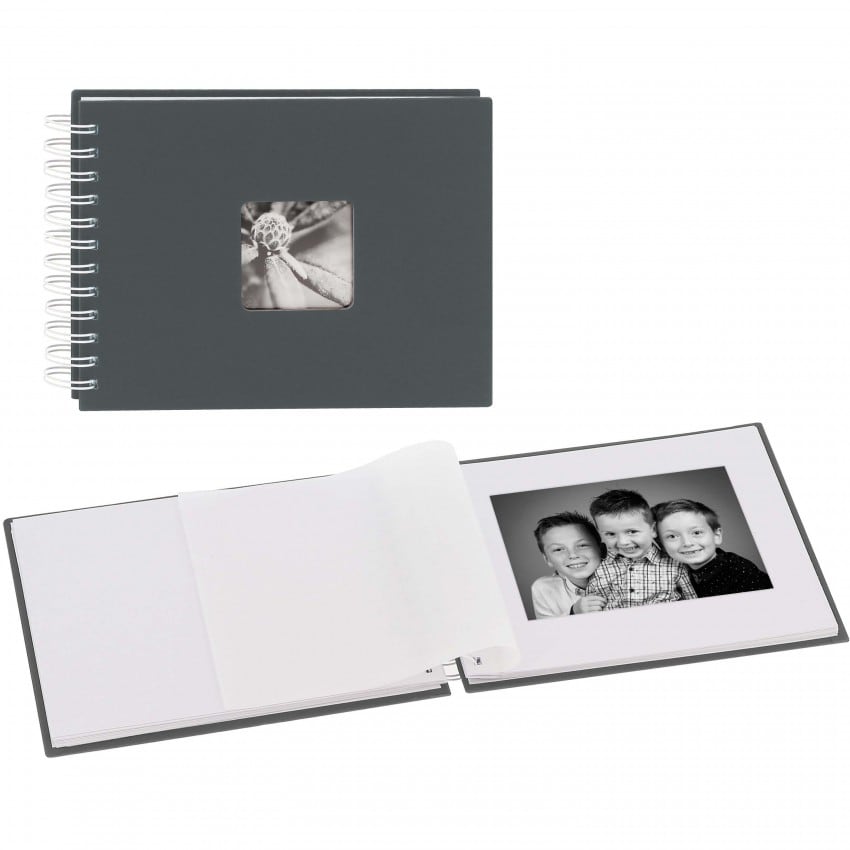 traditionnel FINE ART - 50 pages blanches + feuillet cristal - 50 photos - Couverture Grise 24x17cm