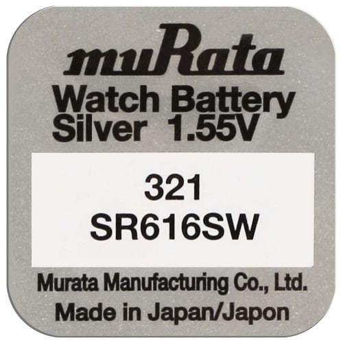 MURATA - Pile de montre 321 (SR616SW) - Oxyde d'argent sans mercure - Tension 1.55 V