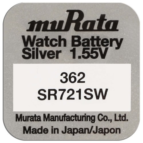 MURATA - Pile de montre 362 (SR721SW) - Oxyde d'argent sans mercure - Tension 1.55 V