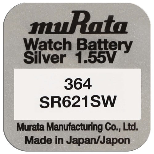 MURATA - Pile de montre 364 (SR621SW) - Oxyde d'argent sans mercure - Tension 1.55 V