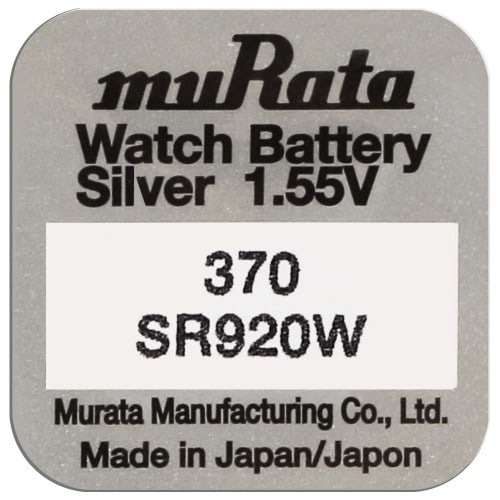 MURATA - Pile de montre 370 (SR920W) - Oxyde d'argent sans mercure - Tension 1.55 V - à l'unité