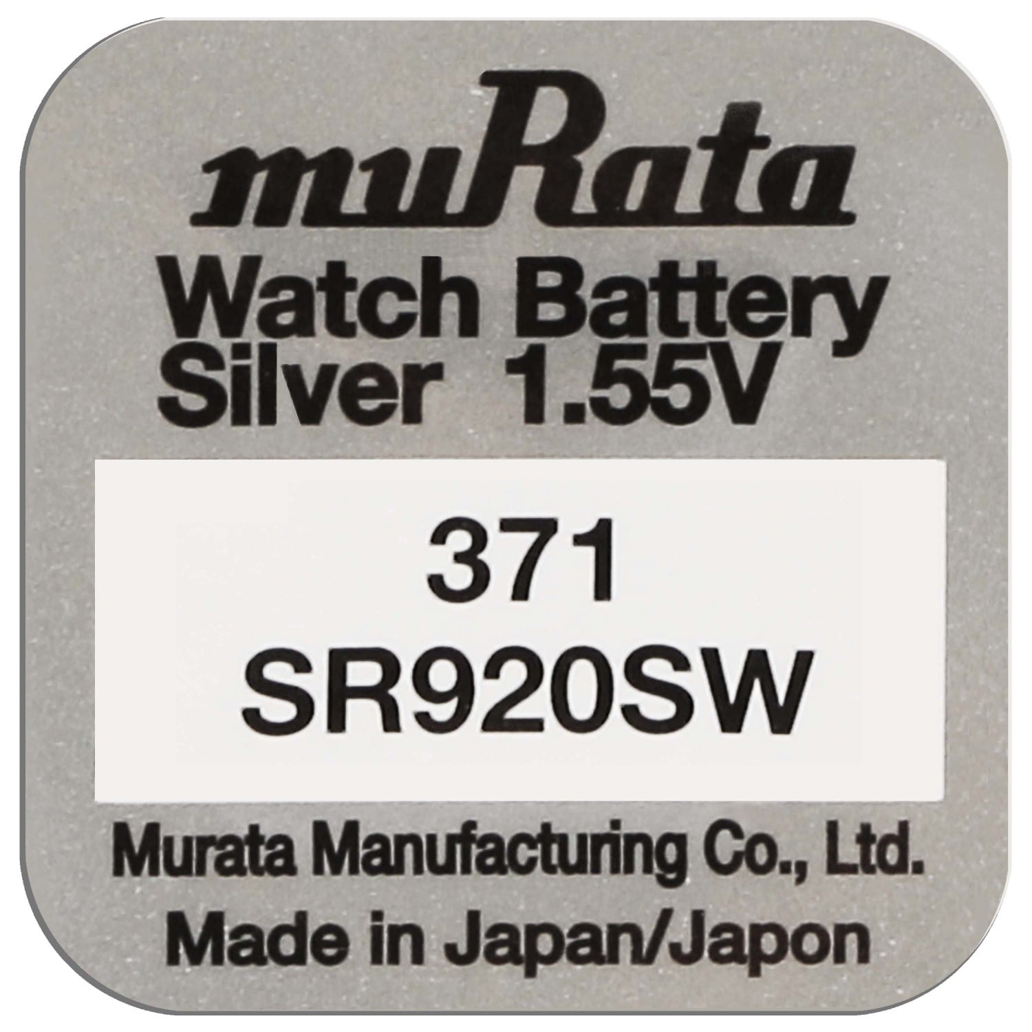 Murata SR920SW-PBWW Pile bouton 371 oxyde d'argent 40 mAh 1.55 V 10 pc(s) -  Conrad Electronic France