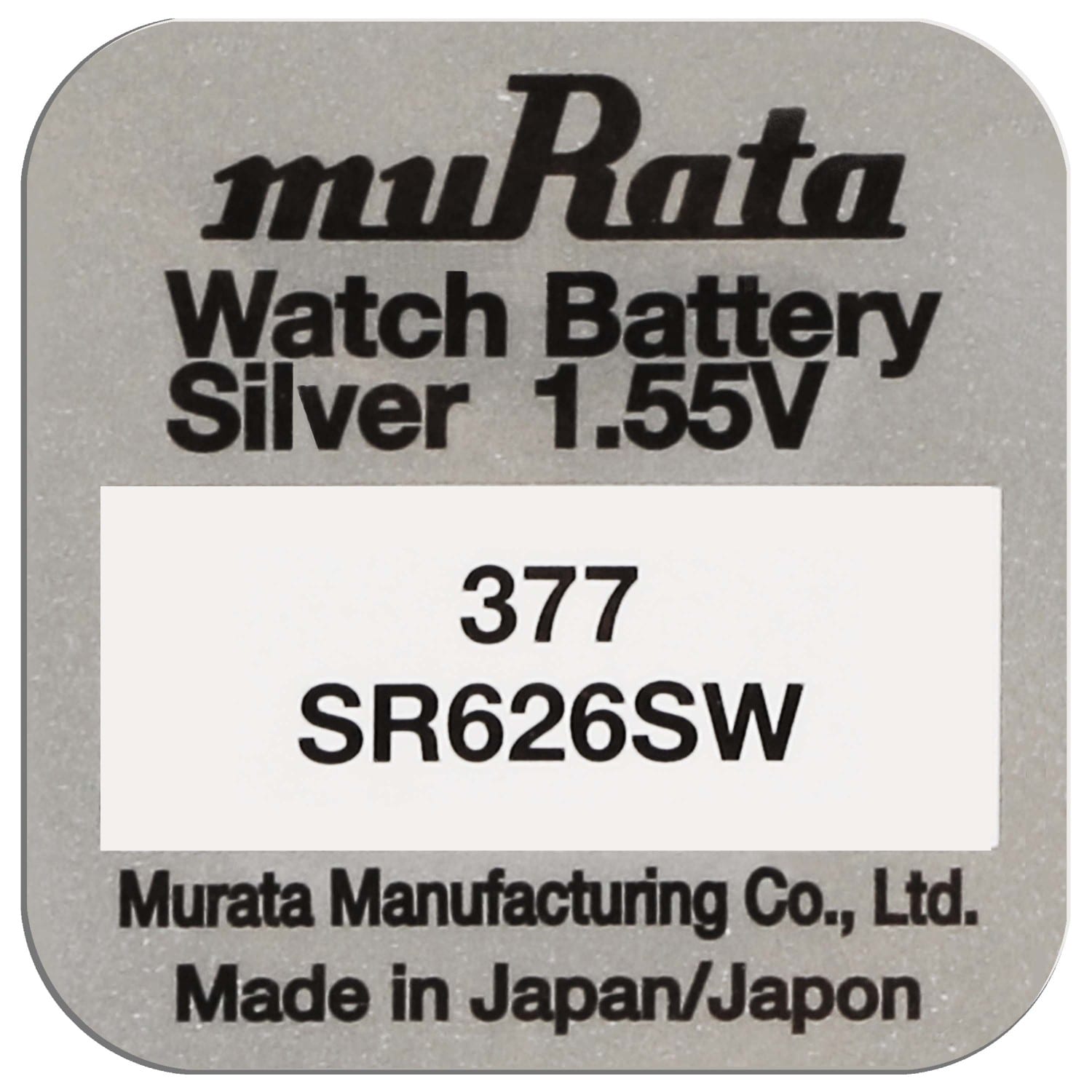 Pile de montre MURATA 377 (SR626SW) - Oxyde d'argent sans mercure