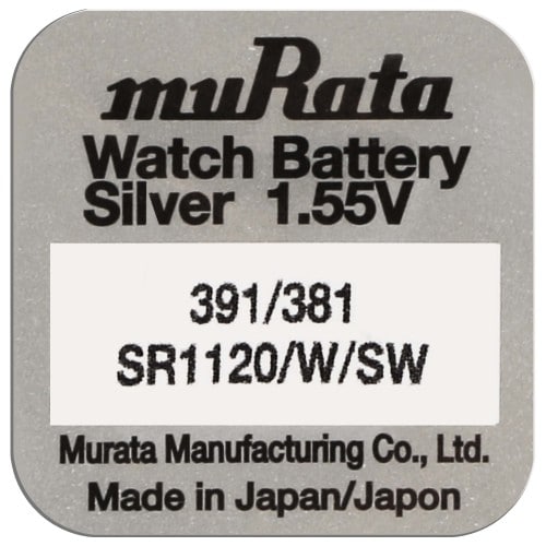 MURATA - Pile de montre 391/381 (SR1120/W/SW) - Oxyde d'argent sans mercure - Tension 1.55 V - à l'unité