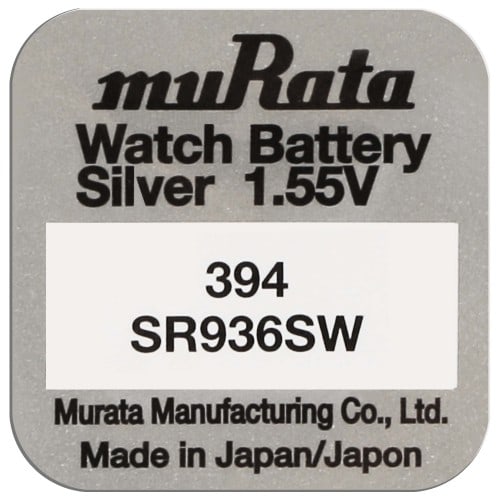 MURATA - Pile de montre 394 (SR936SW) - Oxyde d'argent sans mercure - Tension 1.55 V - à l'unité