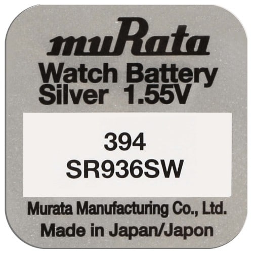 MURATA - Pile de montre 394 (SR936SW) - Oxyde d'argent sans mercure - Tension 1.55 V