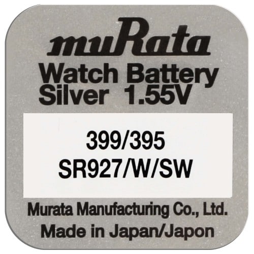 MURATA - Pile de montre 395/399 (SR927/W/SW) - Oxyde d'argent sans mercure - Tension 1.55 V - à l'unité
