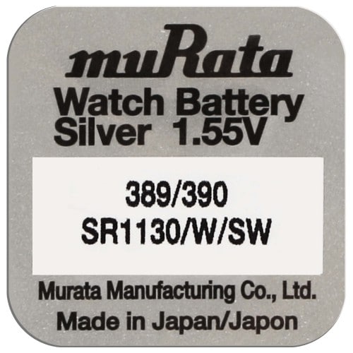 MURATA - Pile de montre 389/390 (SR1130/W/SW) - Oxyde d'argent sans mercure - Tension 1.55 V - à l'unité