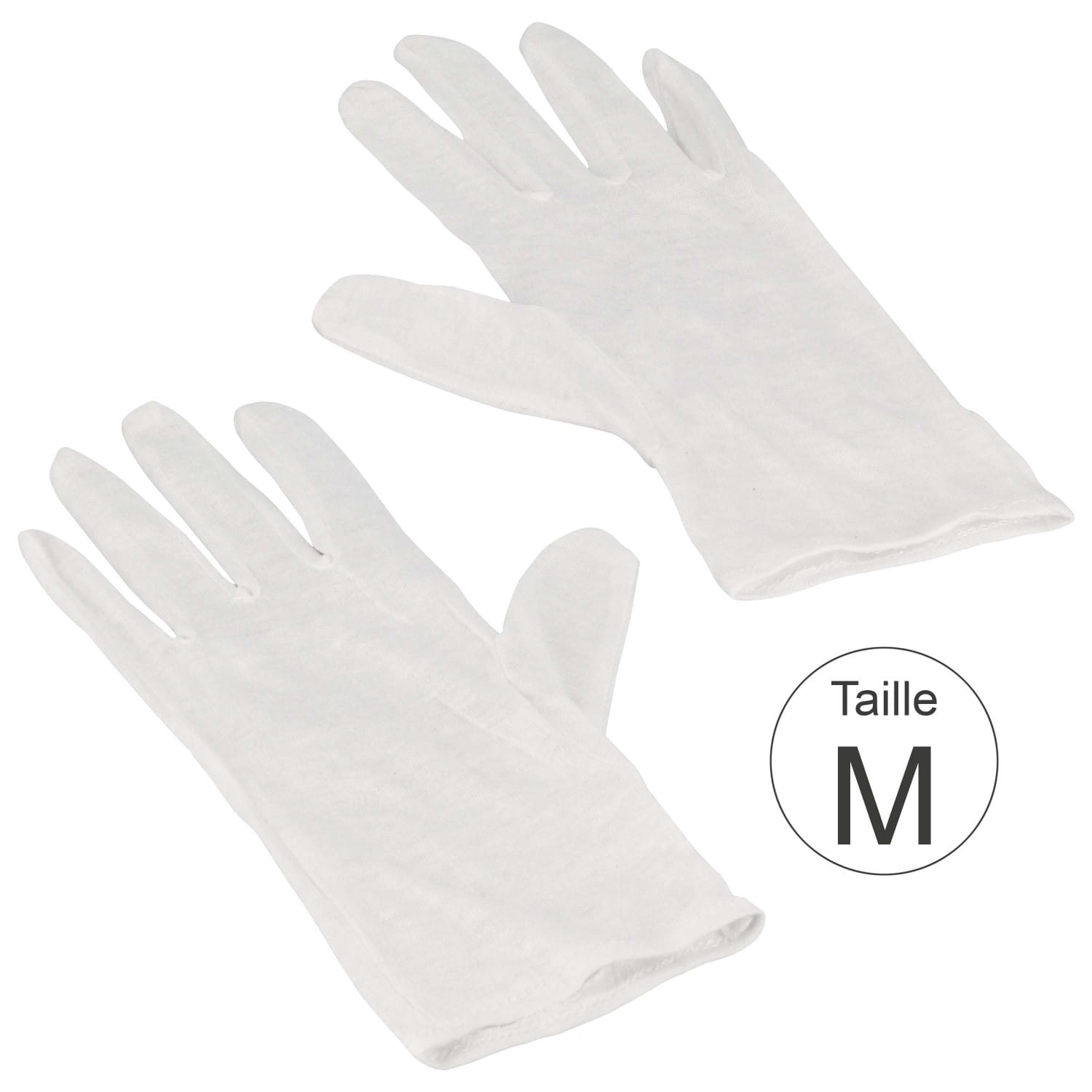 Gants blancs 100% coton naturel - Haute qualité - Taille M (8,5