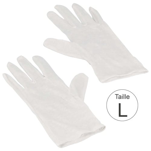 Gants blancs en 100 % coton fin T 7 lot DE 10 uv