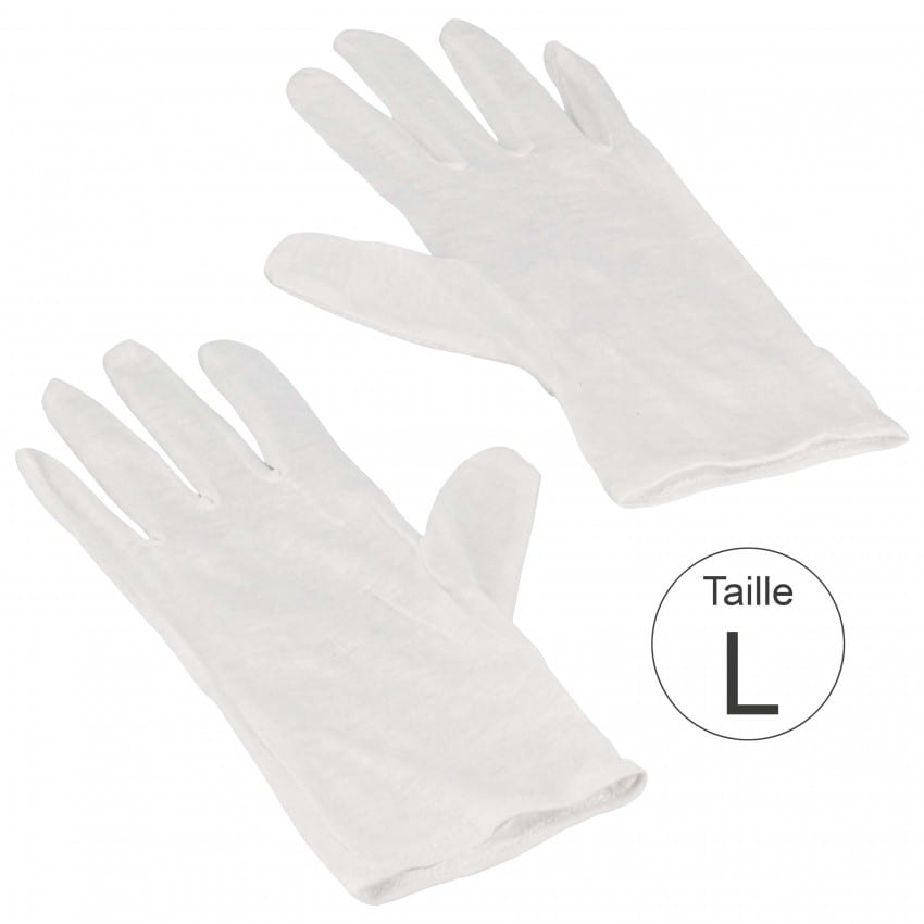 Gant MB TECH blanc 100% coton naturel - Haute qualité - Taille L (9) - La paire