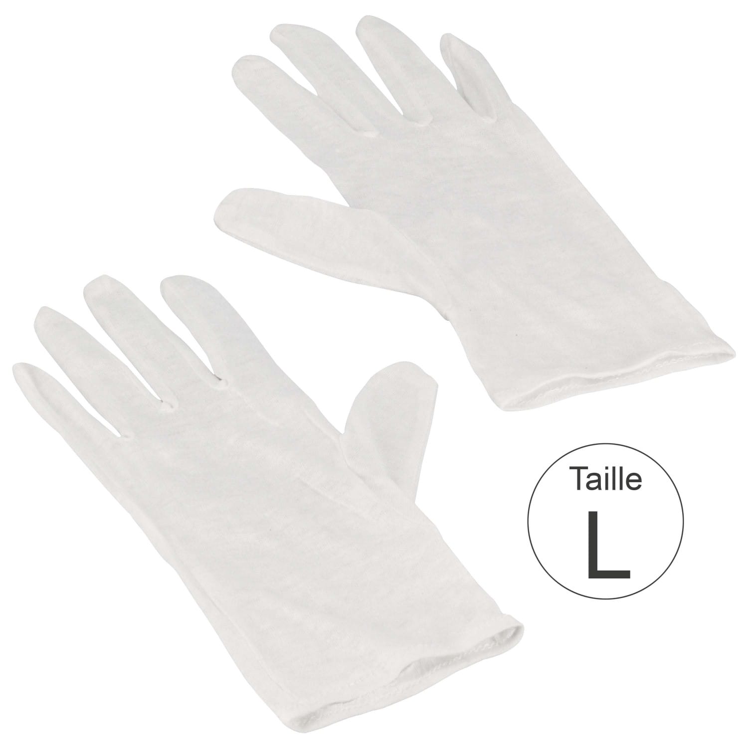 Gants blancs 100% coton naturel - Haute qualité - Taille L (9