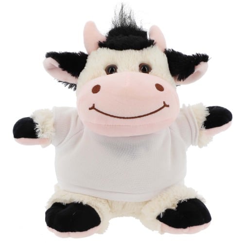 Peluche Vache +  T-shirt blanc - Hauteur 21cm