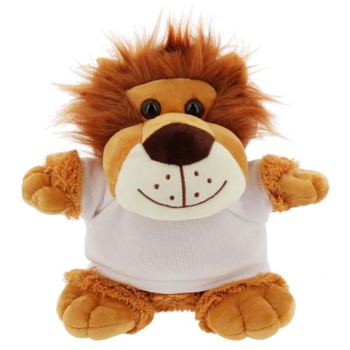 Peluche Lion + T-shirt blanc - Hauteur 21cm