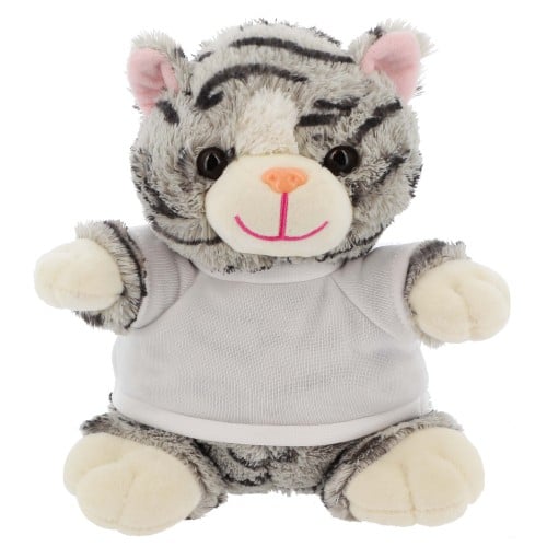 Peluche chat 21cm avec T-shirt blanc pour sublimation