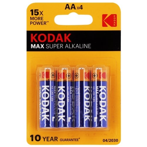 Pile alcaline LR6 AA AM3 1,5V KODAK MAX Blister de 4 piles