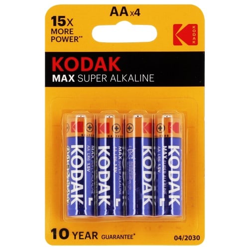 KODAK - Pile alcaline LR6 AA AM3 1,5V MAX Blister de 4 piles