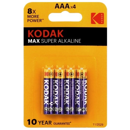 KODAK - Pile alcaline LR03 AAA AM4 1,5V MAX Blister de 4 piles