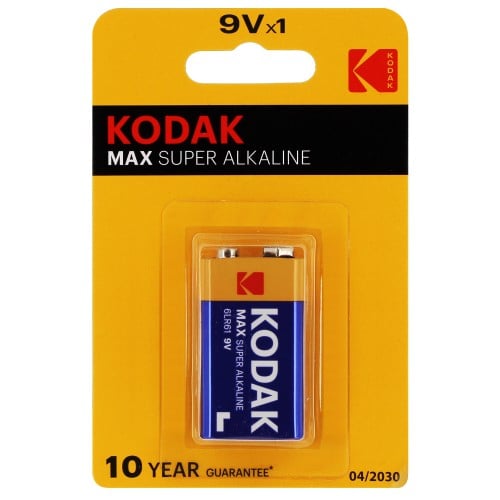 Pile alcaline 6LR61 6AM6 9V KODAK MAX Blister d'1 pile