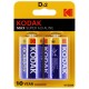 Pile alcaline LR20 KD2 AM1 1,5V KODAK MAX Blister de 2 piles