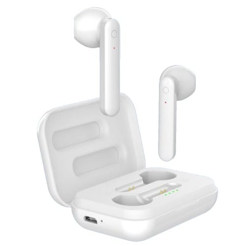 GEEK MONKEY - Ecouteurs TWS MINI - Bluetooth - avec Boitier de Charge LED - Blancs