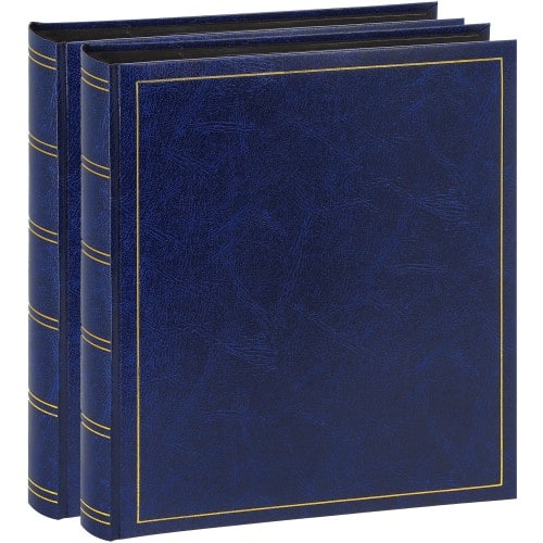 BREPOLS - Album photo traditionnel TURBO LINE - 100 pages noires + feuillets cristal - 500 photos - Couverture Bleue 29x32cm - Lot de 2 albums