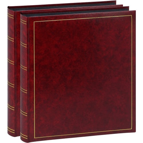 BREPOLS - Album photo traditionnel TURBO LINE - 100 pages noires + feuillets cristal - 500 photos - Couverture Bordeaux 29x32cm - Lot de 2 albums