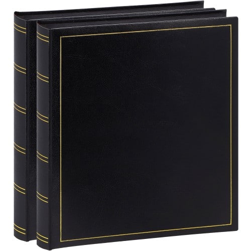 BREPOLS - Album photo traditionnel TURBO LINE - 100 pages noires + feuillets cristal - 500 photos - Couverture Noire 29x32cm - Lot de 2 albums