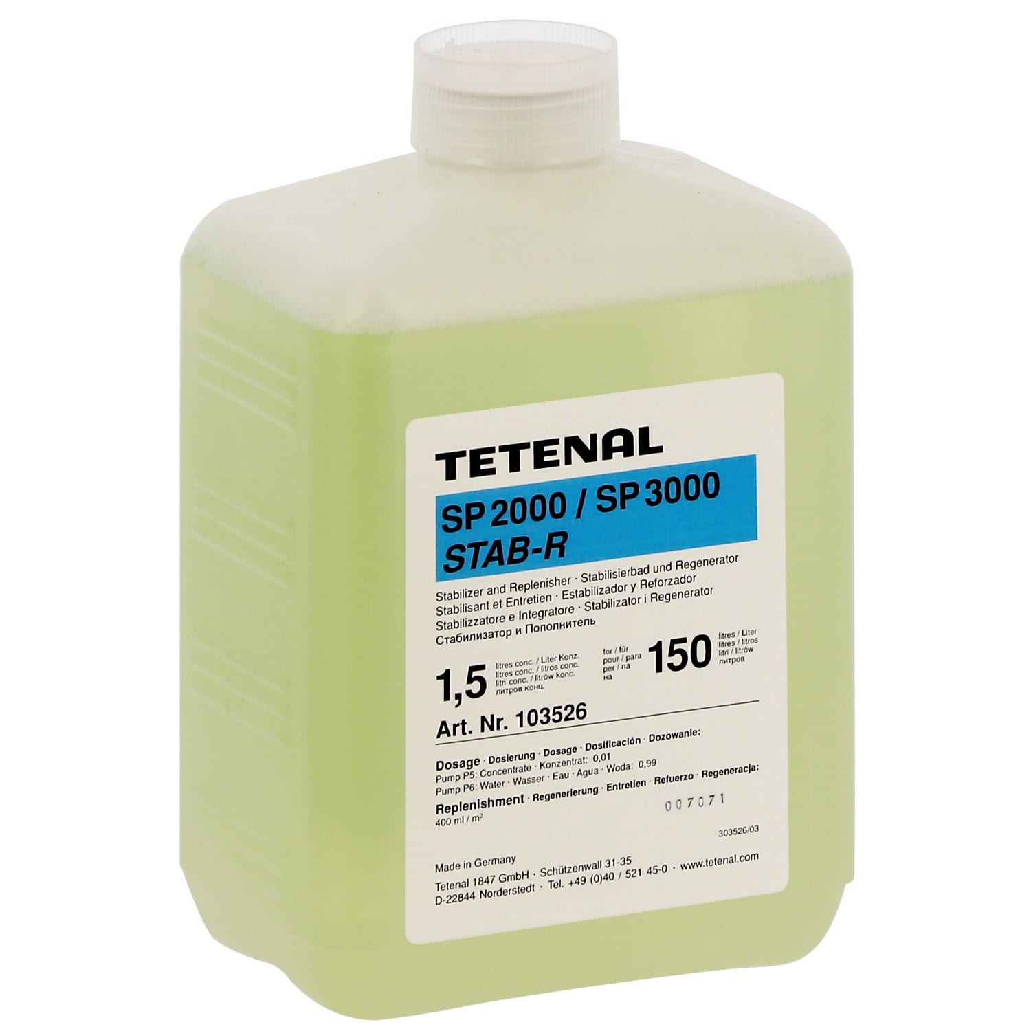 Stabilisant TETENAL RA-4 SP 3000 STAB-R - pour minilabs KIS gammes 15XX & 16XX & 17XX - pour faire 150 L (103526)