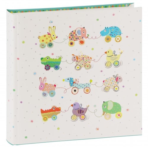 GOLDBUCH - Album photo traditionnel ANIMALS ON WHEELS - 60 pages blanches + feuillets cristal - 120 photos - Couverture Multicolore 25x25cm
