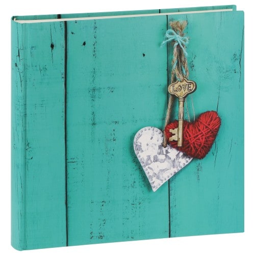 HAMA - Album photo traditionnel RUSTICO LOVE KEY - 100 pages blanches - 400 photos - Couverture Bleue Turquoise 30x30cm