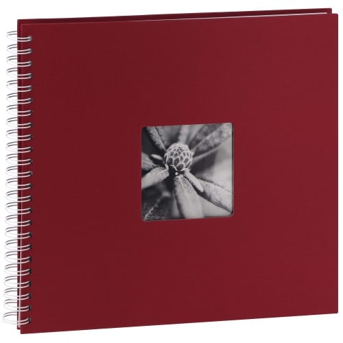 HAMA - Album photo traditionnel FINE ART SPIRAL - 50 pages blanches + feuillets cristal - 300 photos - Couverture Bordeaux 36x32cm + fenêtre