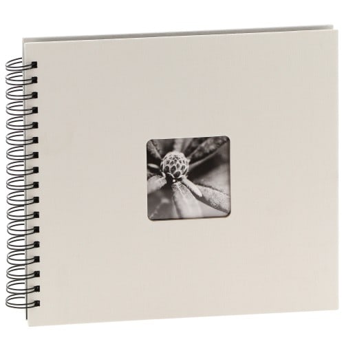 HAMA - Album photo traditionnel FINE ART SPIRAL - 50 pages noires + feuillets cristal - 100 photos - Couverture Blanche 28x24cm + fenêtre