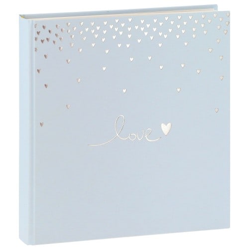 GOLDBUCH - Album photo traditionnel Mariage RAINING HEARTS - 60 pages blanches + feuillets cristal - 240 photos - Couverture Bleue 30x31cm