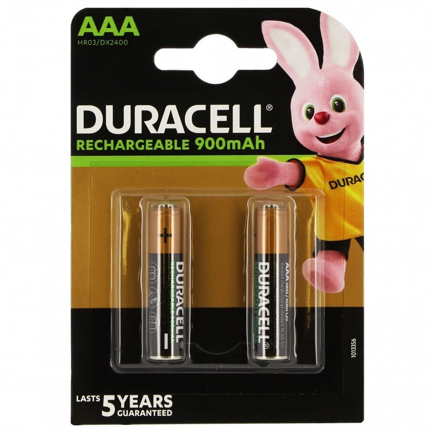 Piles rechargeables DURACELL Stay Charged LR03 (AAA) NiMH 800mAh Blister de 2 piles