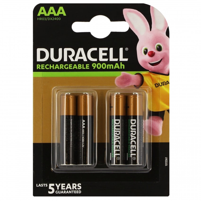 Piles rechargeables DURACELL Stay Charged LR03 (AAA) NiMH 850mAh Blister de 4 piles