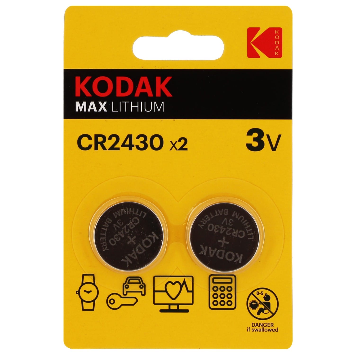 Pile lithium CR2430 3V KODAK Blister de 2 piles