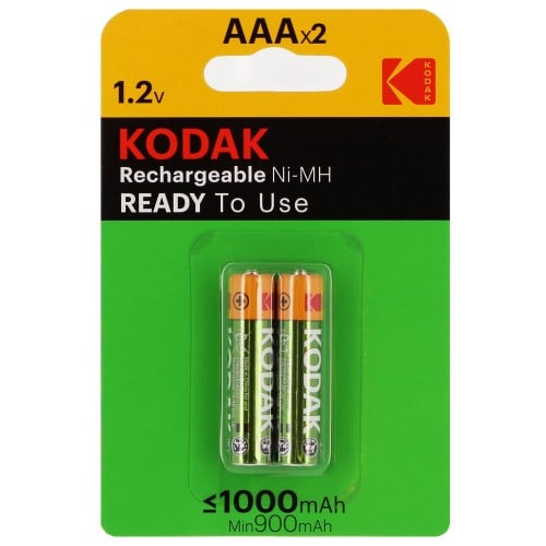 Piles rechargeables KODAK LR03 (AAA) NiMH 1000mAh Blister de 2 piles