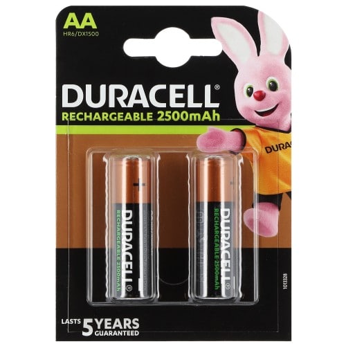 DURACELL - Piles rechargeables Stay Charged LR6 (AA) NiMH 2500mAh Blister de 2 piles