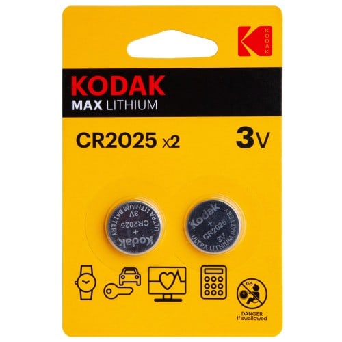 KODAK - Pile lithium CR2025 3V MAX Blister de 2 piles
