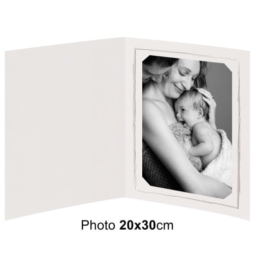 POINT DE REPERE - Chemise photo Collection FUSAIN : contour gris 2 volets - pour photo 20x30cm - Lot de 25